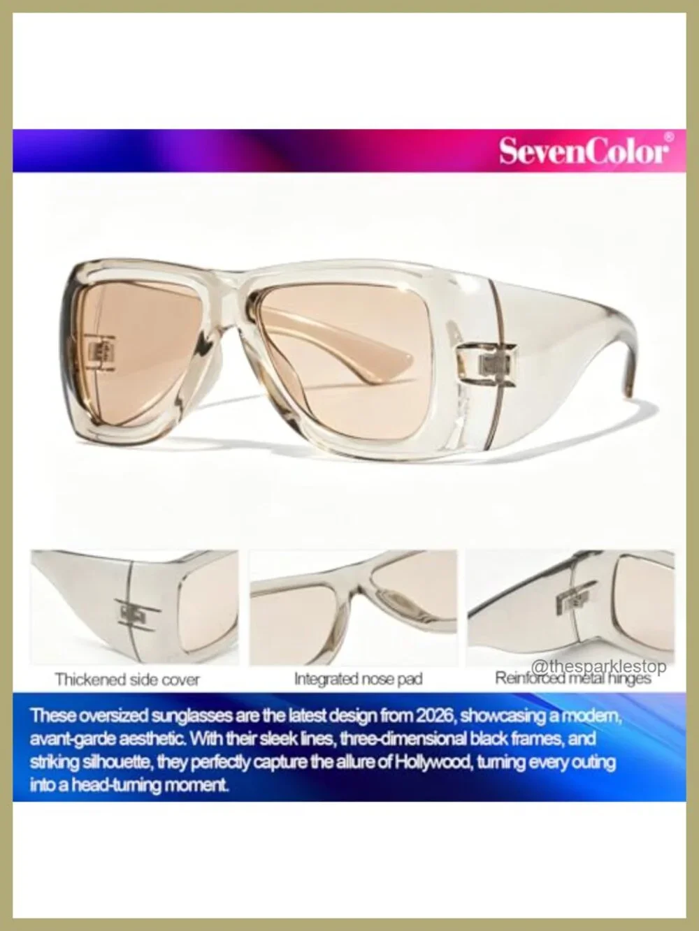 Oversized Shield Sunglasses 100% UV400 Protection Unisex Adults Plastic Frame